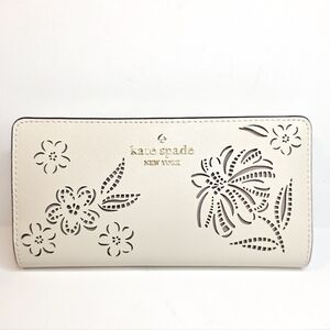 Kate Spade New York Boxed Madison Perforated Large Slim Bifold Wallet Meringue